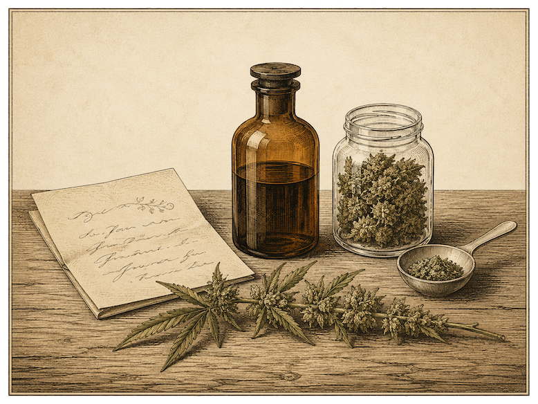 Hemp preparations for apothecary ilustration