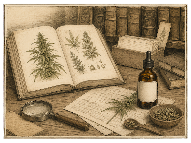 Hemp botanical library book illustration