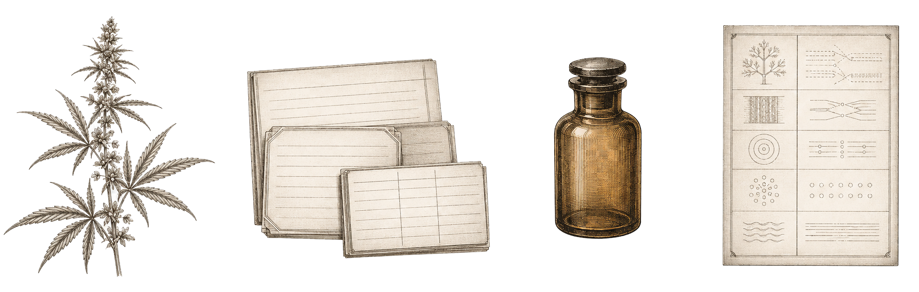 Botanical illustration — hemp plant specimen representing the health topics research archive